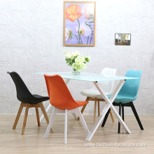 Colorful wooden legs leather upholstery dining chair